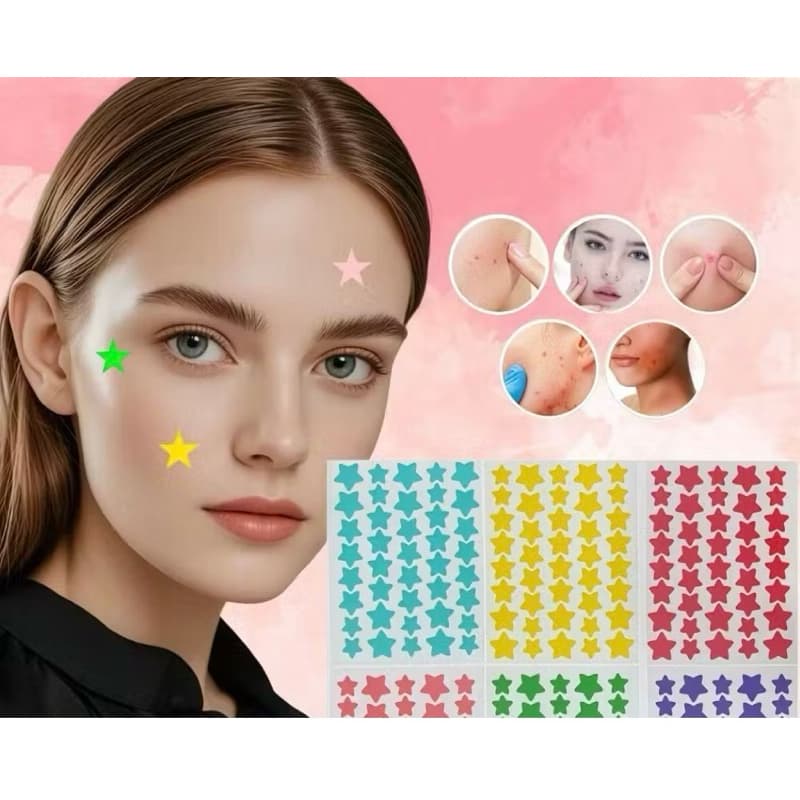 Adesivos Faciais Estrela para Acne cartela 18 estrelas - Reduz Acne, Design Invisível, Fácil de Usar