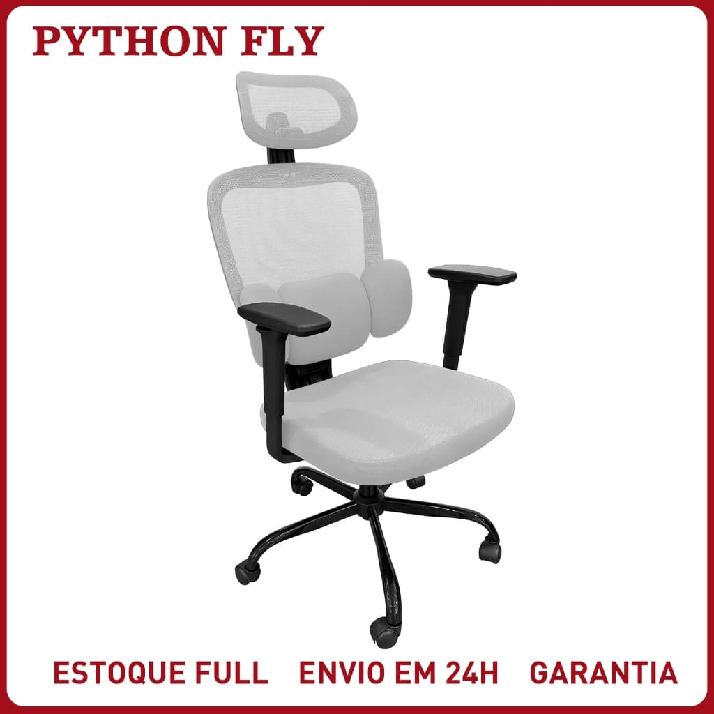 Cadeira de Escritório Ergonômica Vie idéale Gamer Mesh NR17 Apoio Lombar 3D Reclinável Confortável Cinza