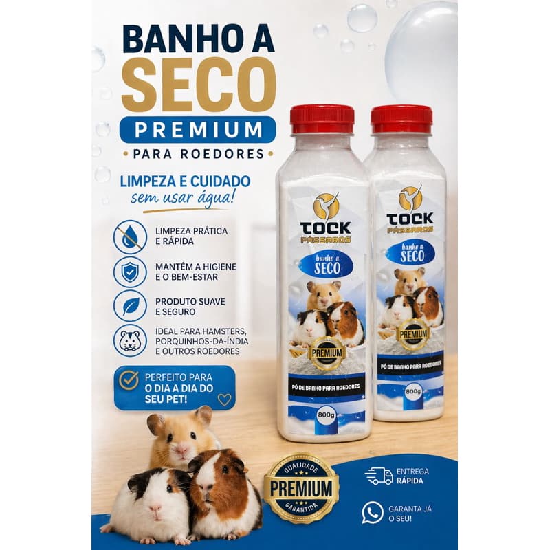Pó Banho Seco Para Chinchila Hamster Roedores 800g