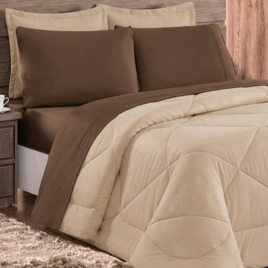 KIT EDREDOM TERNURA CASAL QUEEN 03 PEÇAS DUPLA FACE VÁRIAS CORES PROMOÇÃO *