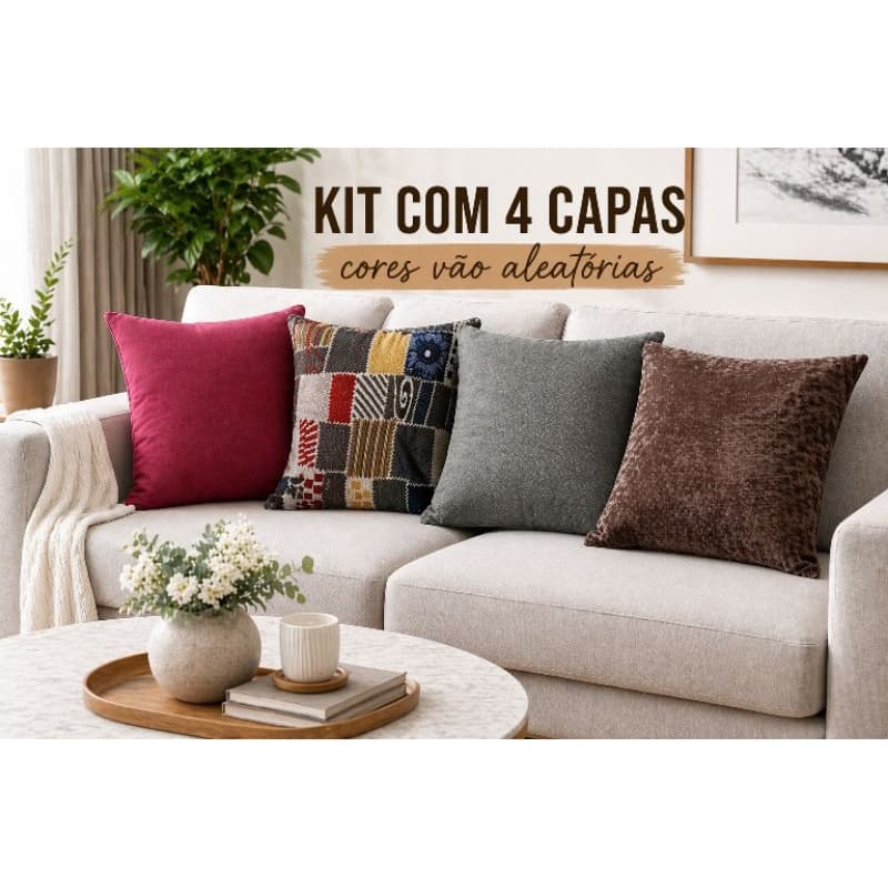 Kit 4 Capas para Almofadas com Cores Sortidas