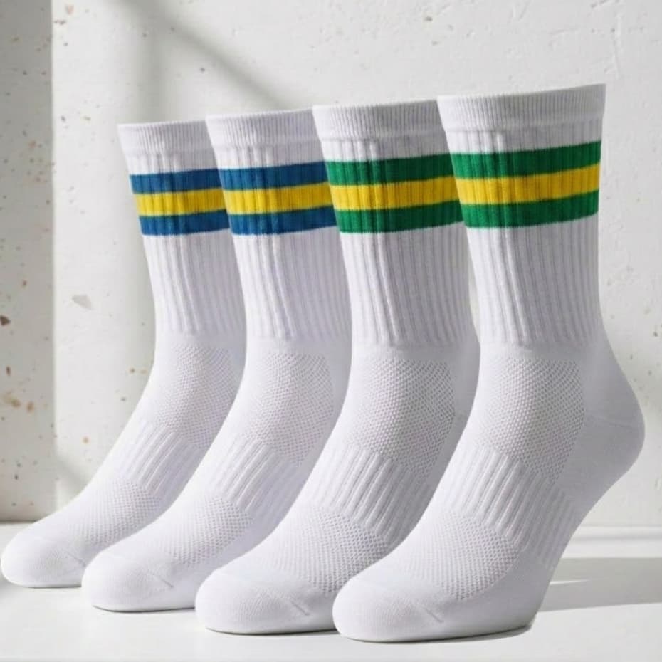 Meia Masculina Cano Alto Longo em Algodão Listras do Brasil Kit com até 2 Pares de Meia - Promoção !