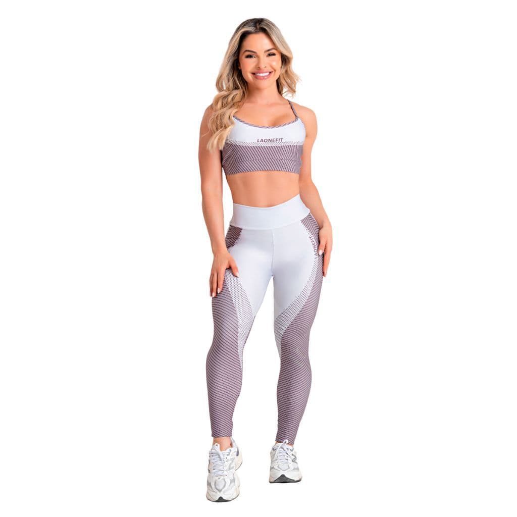 Conjunto Fitness Feminino Top e Calça Sports Treino Perfeito Tecido Premium-BRRIGADEIRO