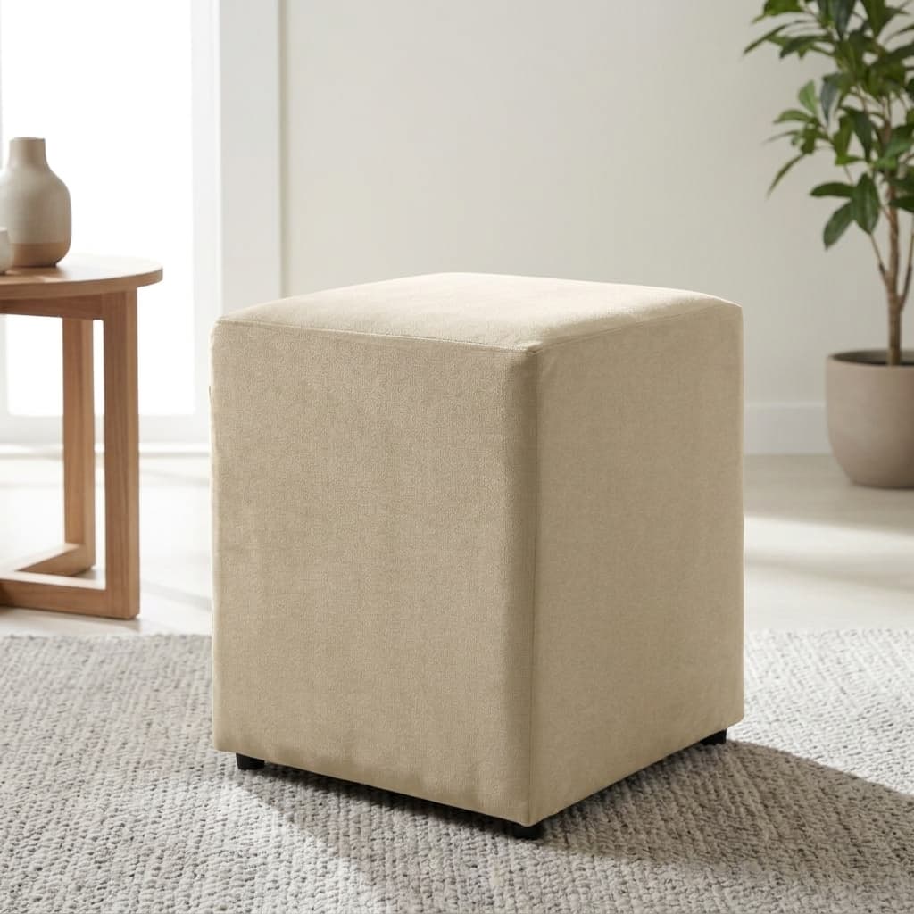 Puff Quadrado Resistente Sala de Estar Recepção Penteadeira Suede