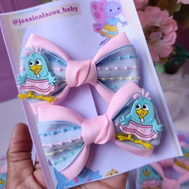Laço galinha pintadinha bebê menina/parzinho de laço galinha pintadinha/laço no bico de pato/rabicó Xuxinha/presilha