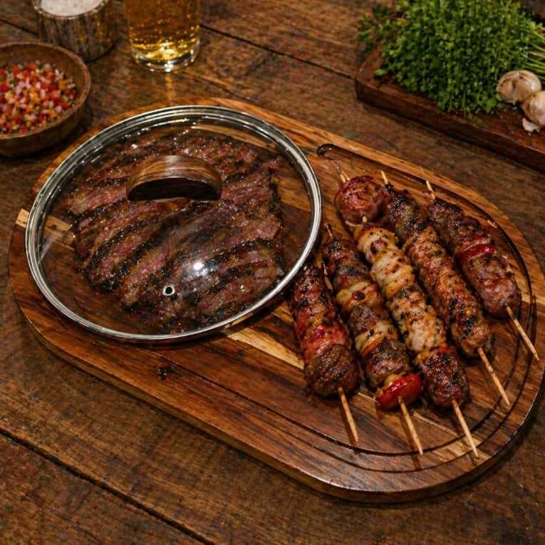 Tábua Teca de Carne Para Corte Petisqueira Churrasco