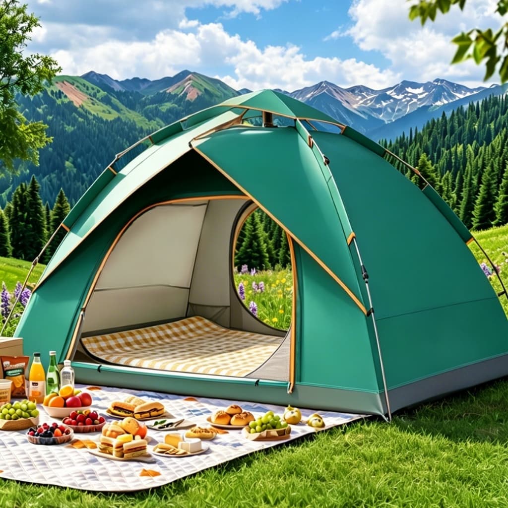 Barraca De Acampamento Automática Para 2-4 Pessoas 200x200x155cm Rápida Leve para Pesca e Caminhada