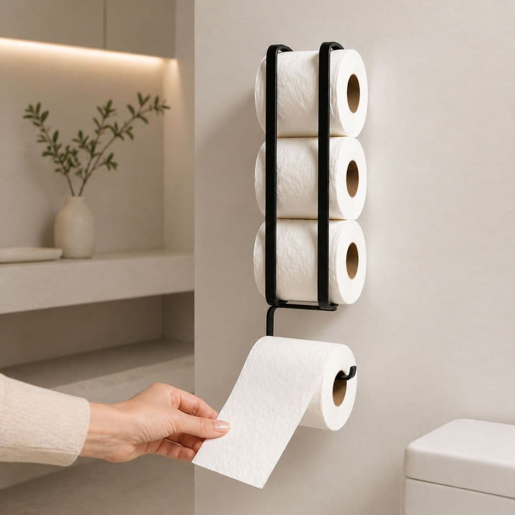 Suporte Papel Higiênico 4 Rolos Premium Metal Moderno Banheiro Luxo Preto Branco Dourado