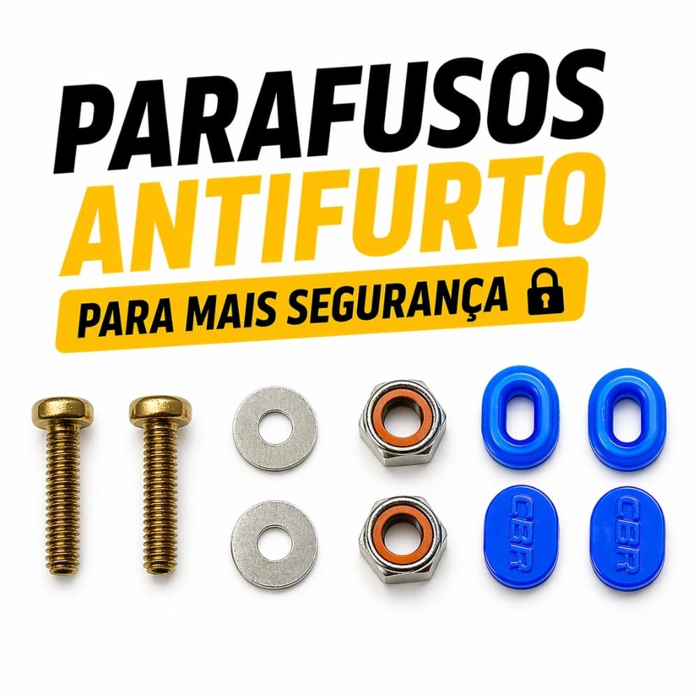 Kit Parafusos Placa Mercosul moto + Lacre Antifurto + porca auto travatnte – Fixação Placa Automotiv