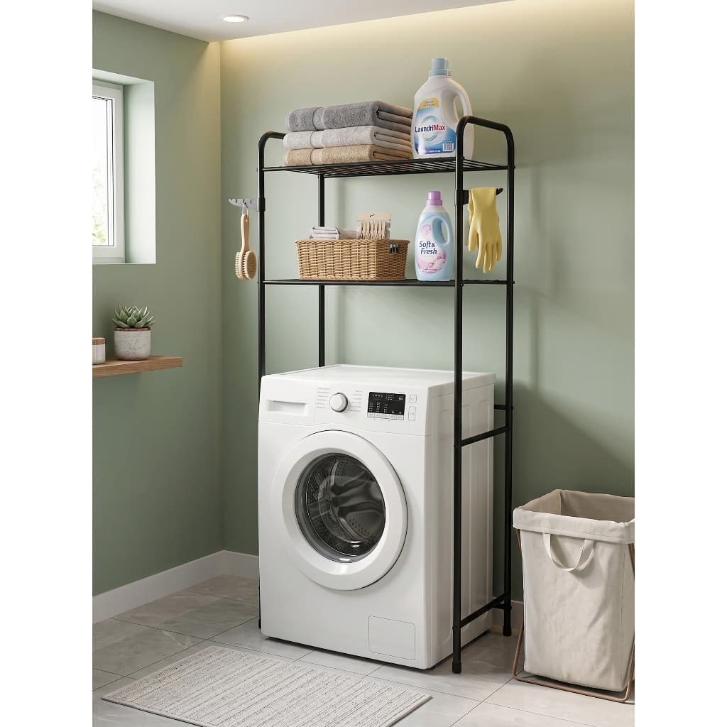Rack Estante Lavanderia Maquina de Lavar Organizaçao Prateleira Aço Preto ou Branco Cortelux