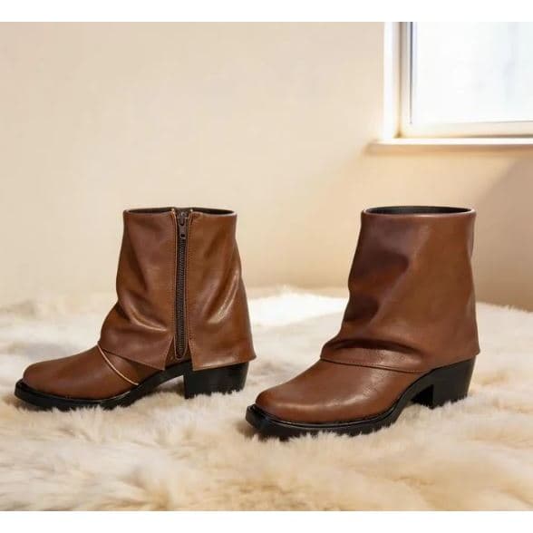 Bota Feminina Capa Napa Salto 6cm Médio Estilo Boiadeira Conforto Estilo Country Personalidade