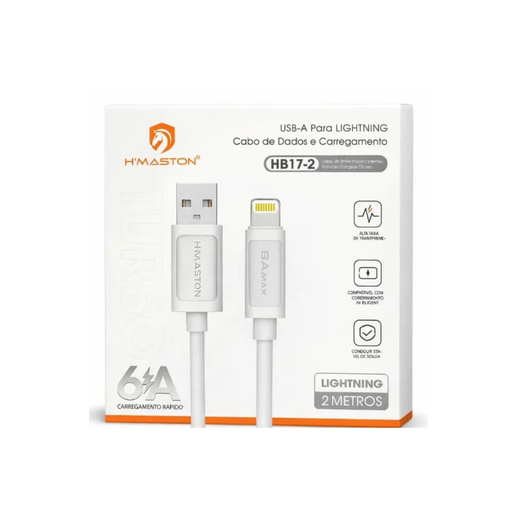 Cabo Carregador Turbo 2 Metros Compativel Com iPhone XR 11 12 13 14