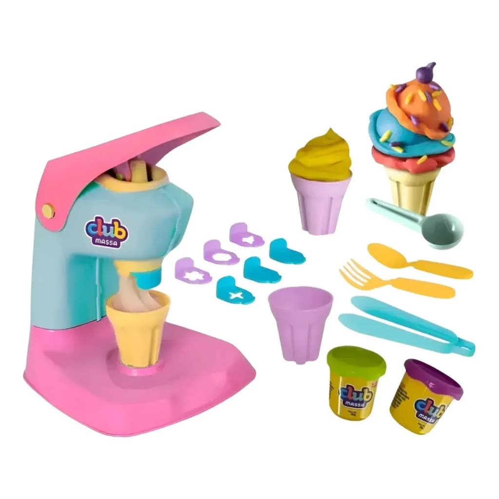 Kit Club Massa Fábrica De Sorvete Infantil Com Massinha De Modelar Usual Brinquedos