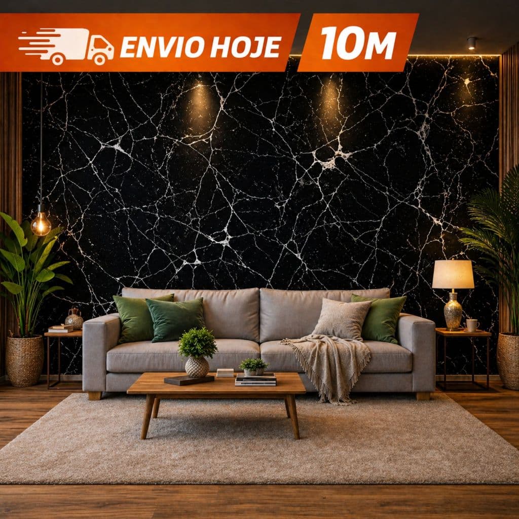 Papel de Parede Mármore Adesivo Autocolante Branco Dourado Preto  Impermeável Lavável