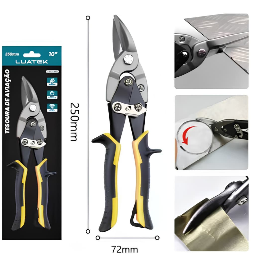 Tesoura de Aviação Luatek LWJ-2312 10 Polegadas Aço Manganês 55 Corta Inox