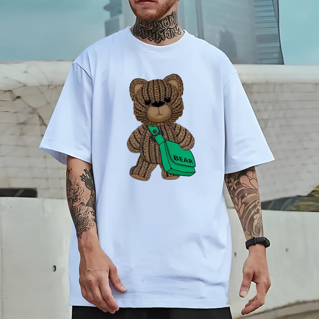 Camiseta Oversized Unissex Plus Size com Estampa Modelo: "Ursinho Bear - Croche" - Lançamento 2026