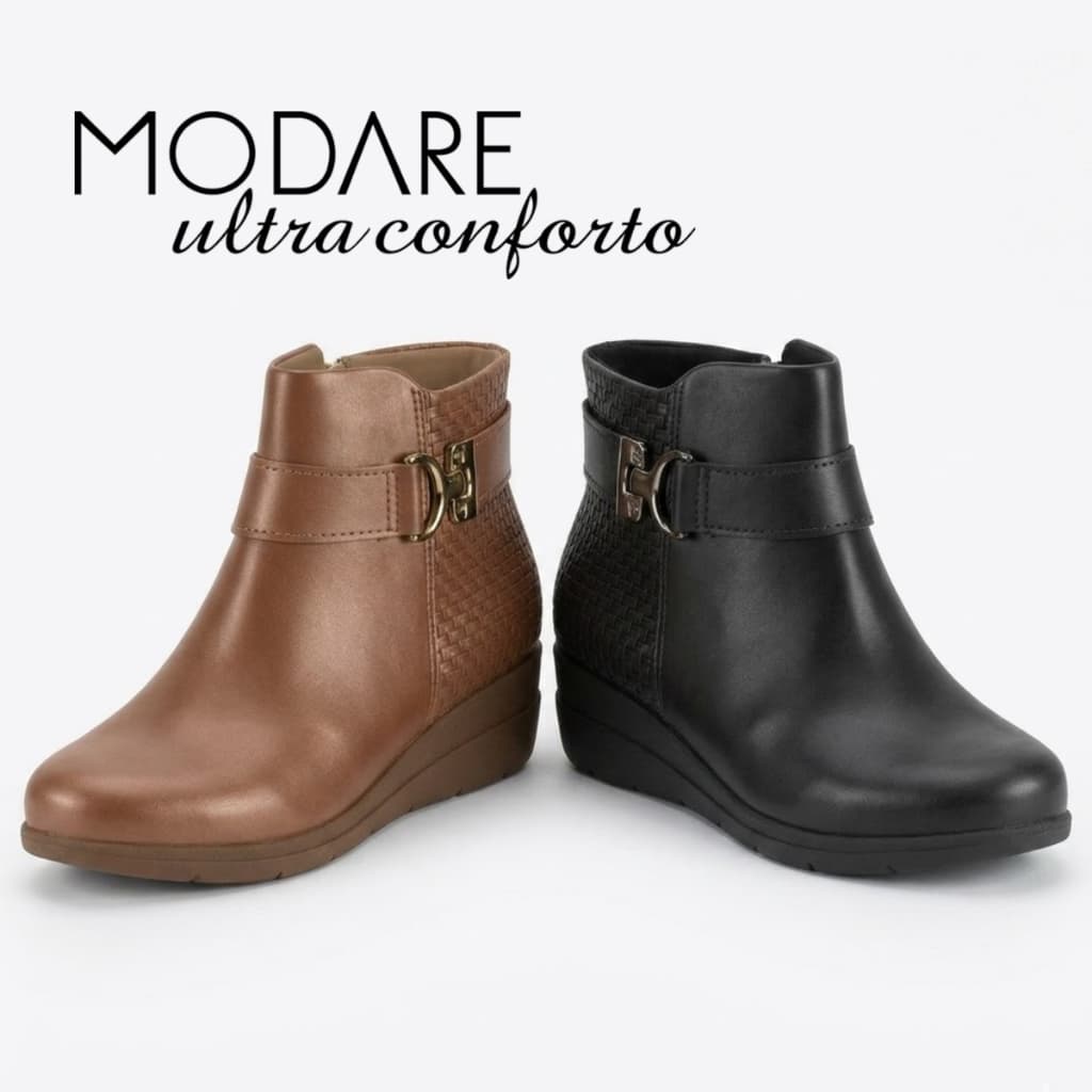 Bota Modare Feminina Anabela Cano Curto Napa Confortável Macia  7085104