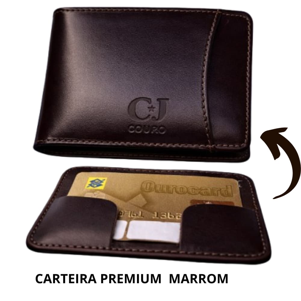 Carteira Couro Masculina mais Porta Cartão Cartões Completa Moderna Couro Legitimos Macio Cor Marrom