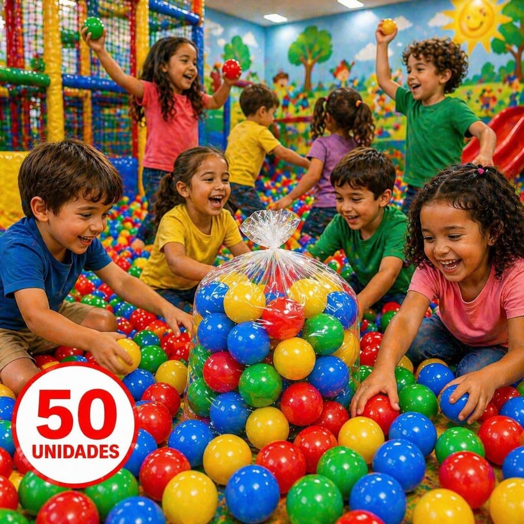 Kit com 50 Bolinhas Coloridas para Piscina Infantil
