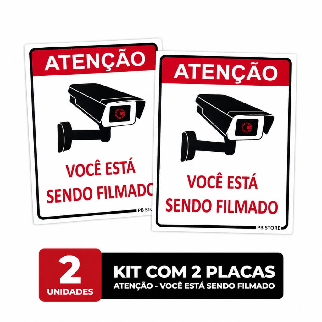 KIT 2 Placas Sinalização Ambiente Monitorado Por Câmeras Plaquinhas