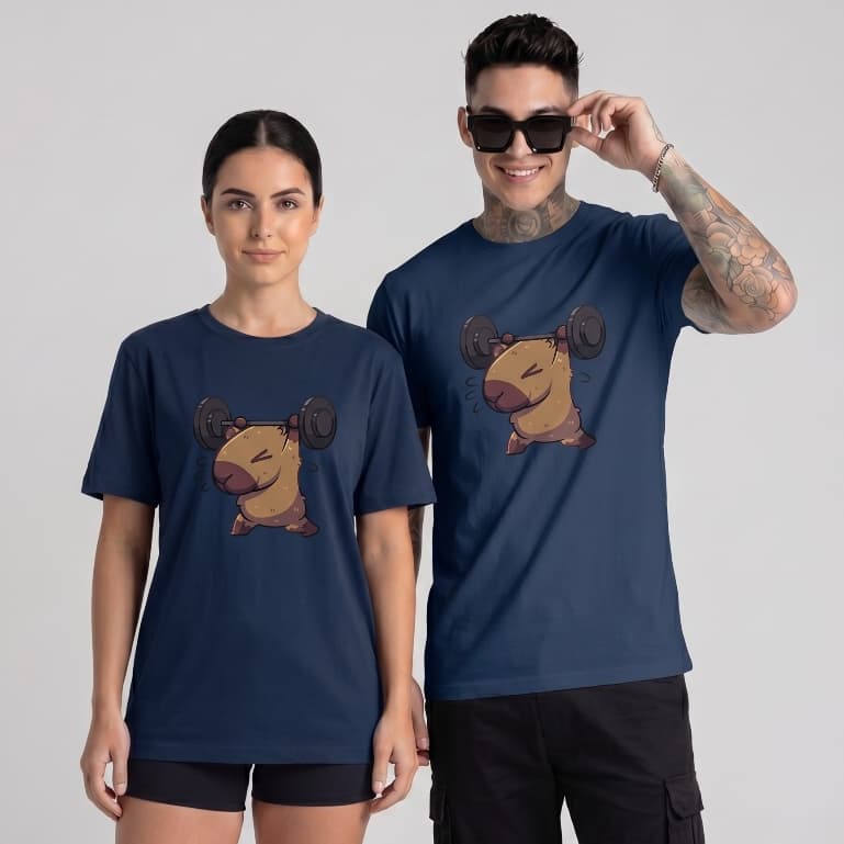 Camiseta Capivara Fitness Unissex Algodão Premium - Estilo Divertido e Fitness