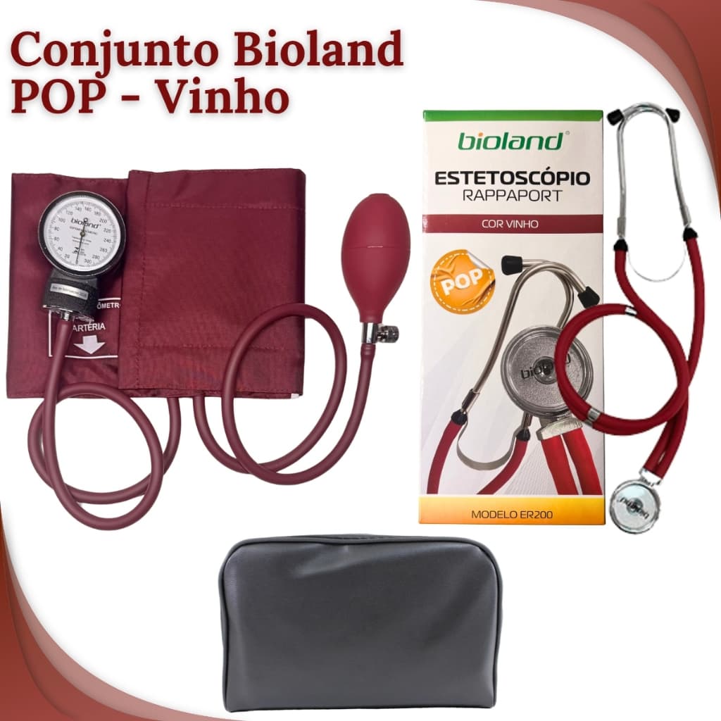 Kit de Enfermagem com Aparelho de Pressão e Estetoscópio Modelo Rappaport Duplo Adulto e Infantil Bioland POP