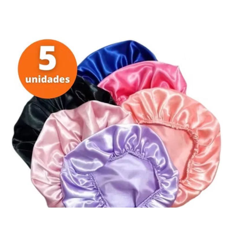Toca De Cetim Antifrizz Kit 5 Unidades Coloridas Ajustável