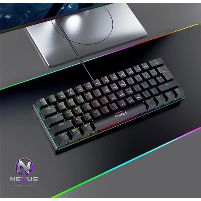 Teclado Mecânico Gamer RGB 60% Compacto USB – Ideal para Setup Gamer