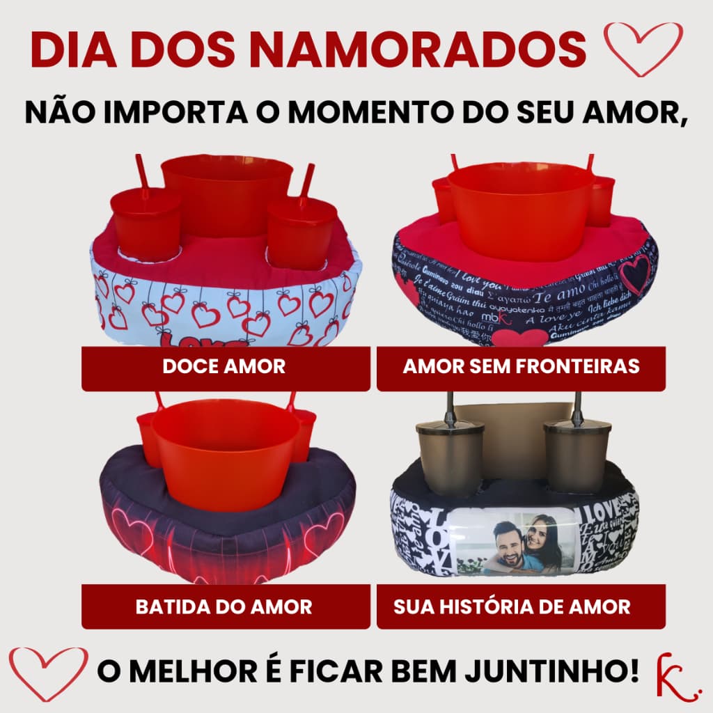Kit Pipoca Dia dos Namorados  ❤️ 4 Modelos de Amor + Brinde Presente criativo para casal