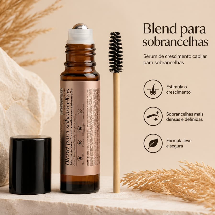 Óleo para Sobrancelha e Cílios Crescimento Natural Vegano Blend Roll On Alecrim e Cedro