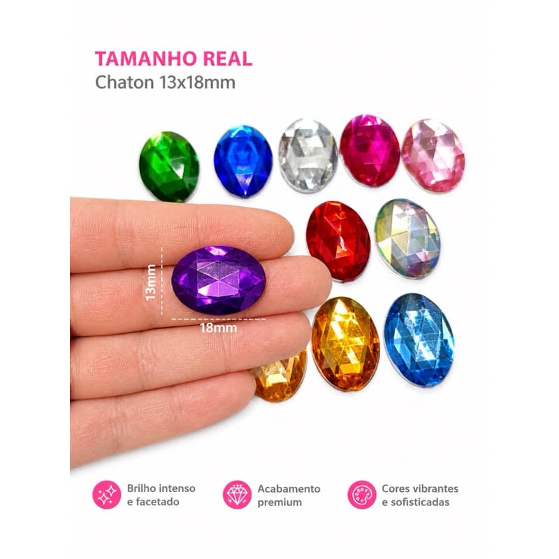 Kit Chaton para Colagem Base Reto Oval 13x18mm-Sem Furo-Customização de Roupas, Lembranças, Artesanato- LEIA A DESCRIÇÃO