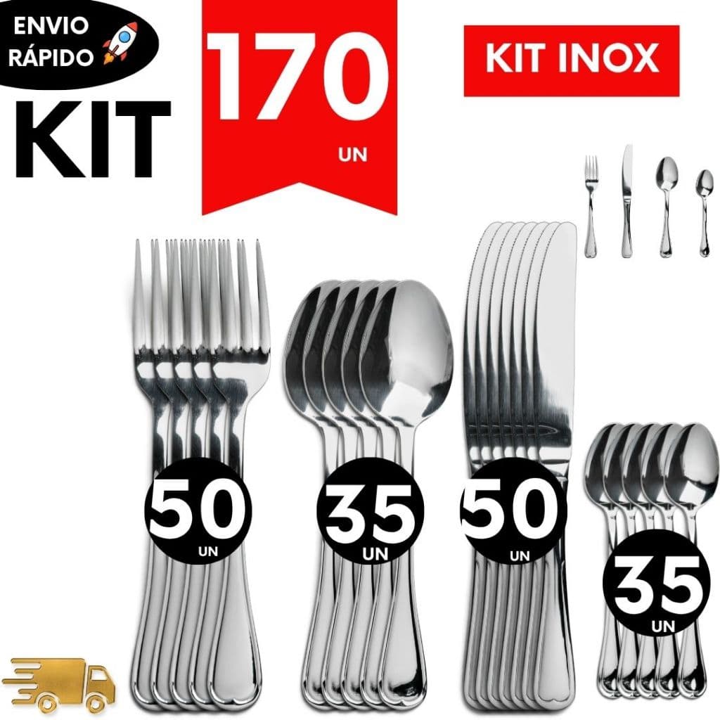 Kit 170 Peças Jogo De Talheres Aço Inox Completo Atacado Para Restaurante Bar Buffet Hotel Pousada Cozinha Profissional
