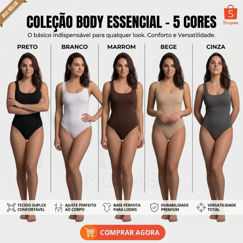 Body Feminino Regata Suplex Decote Quadrado Alça Larga Sem Manga Collant Bori Bore Blusa Decotada
