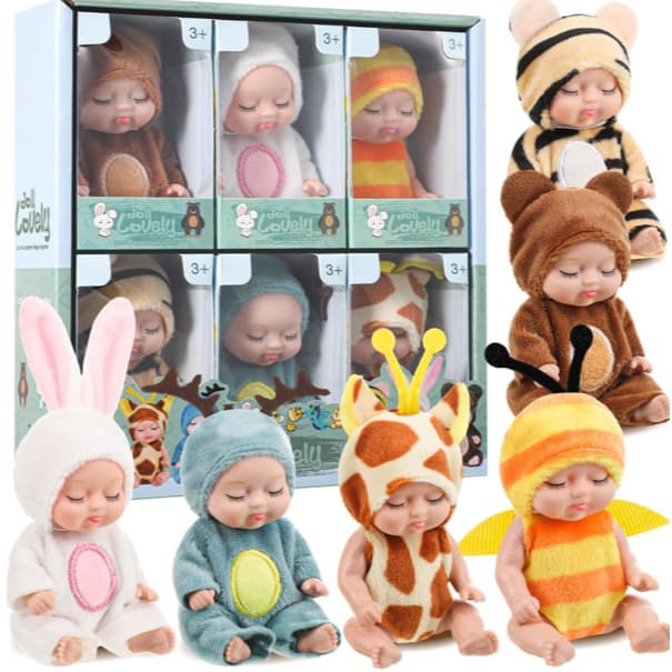 Kit  Mini Baby Doll mini bonecas do bebê bonecas Personagens Bichinhos da Floresta