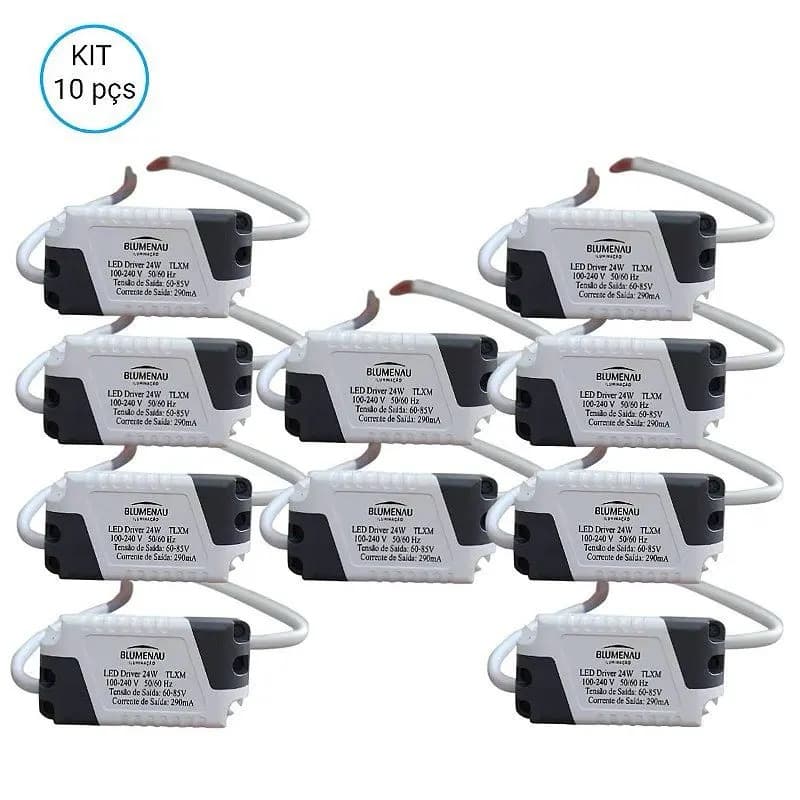 Kit 10 Driver LED 24W Bivolt Reator Para Painel LED Plafon Fonte