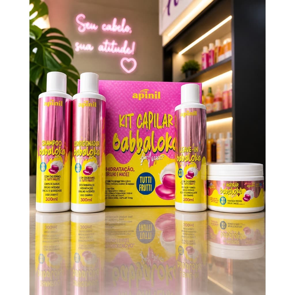 Tratamento Capilar Babbaloko Hair Tutti-Frutti Apinil - Reconstrução e Brilho Completo com Ácido Hialurônico