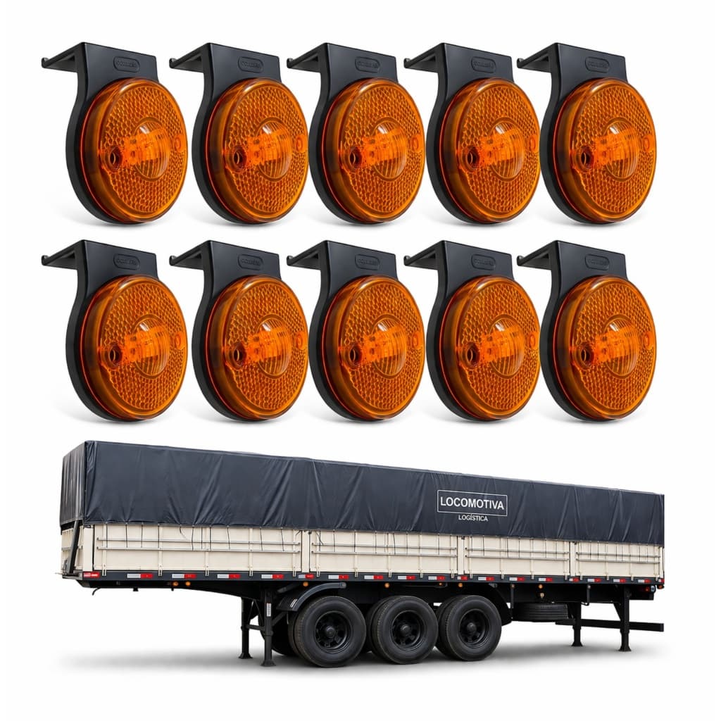 Kit 10 Lanternas Lateral Carreta 65mm Led Com Suporte