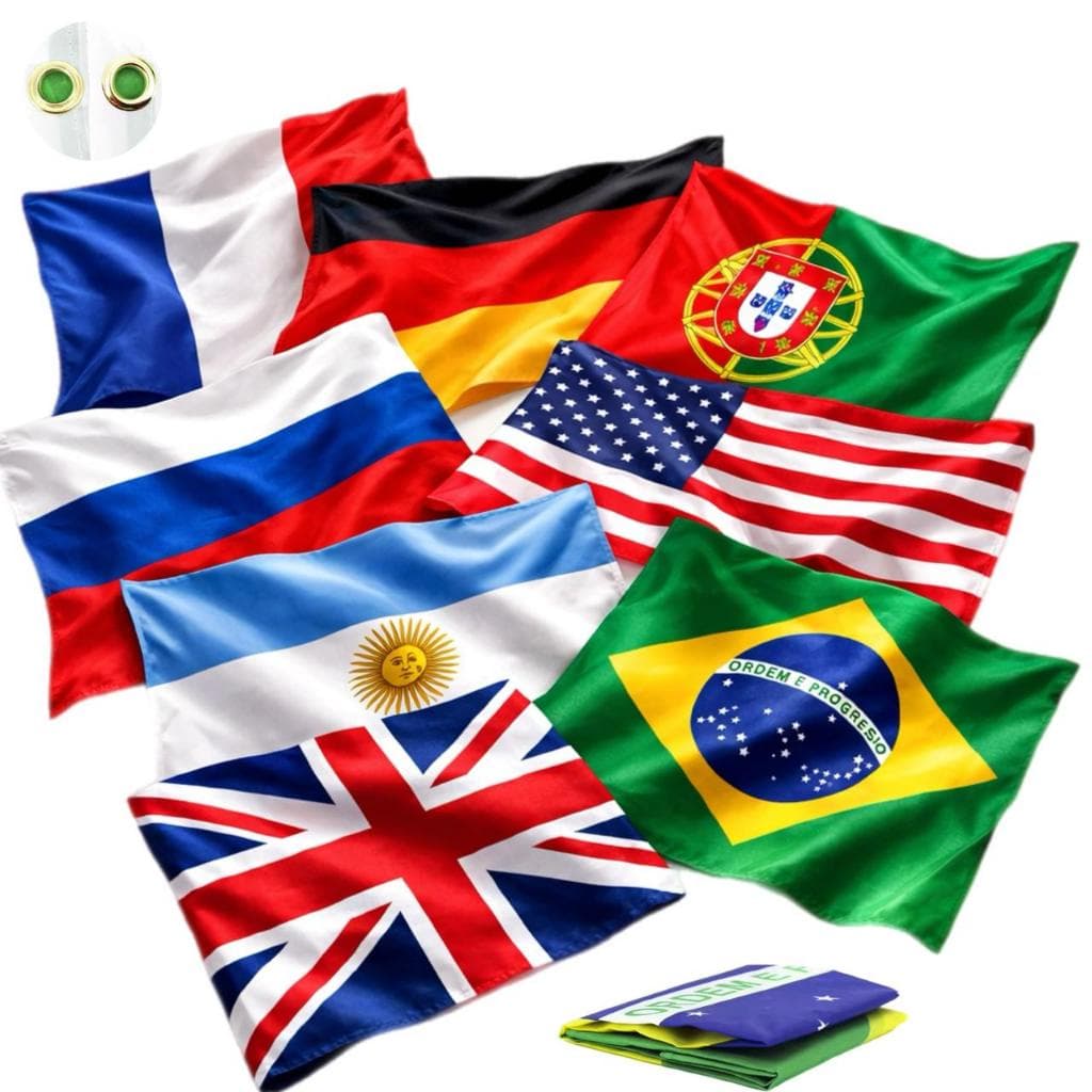 Bandeira Países 90 X 150 Cm Poliéster Reforçada Com Ilhós Para Torcida E Comemorações