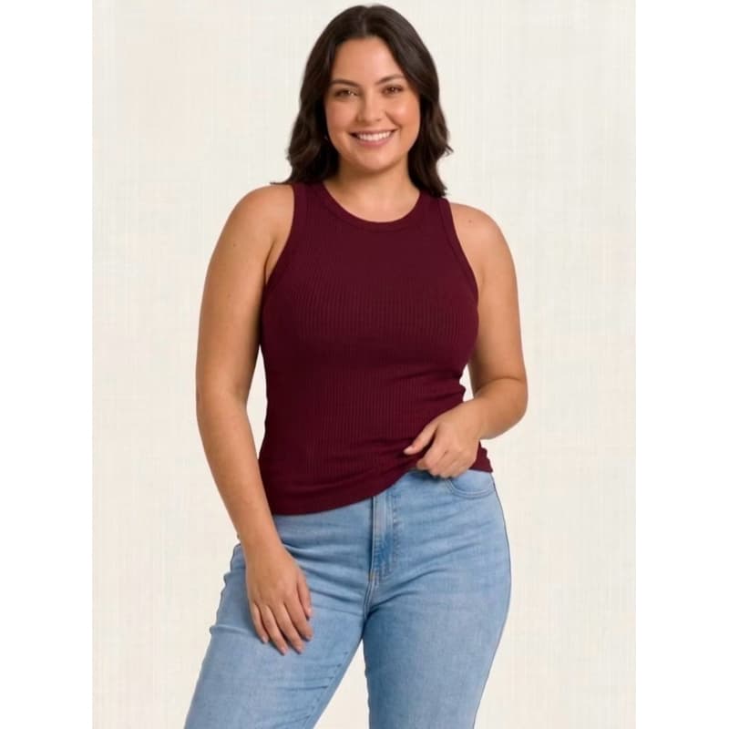 Regata Básica Blusa Feminina Confortável Canelada Premium
