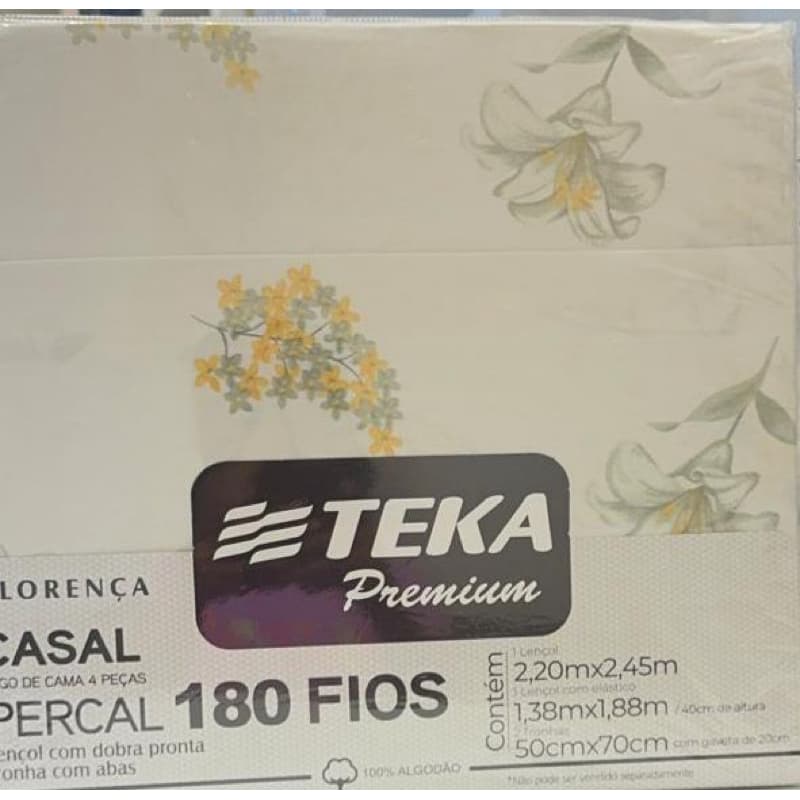 jogo de cama casal 4 peças  percal 180 fios, lençol com dobra pronta fronhas com abas