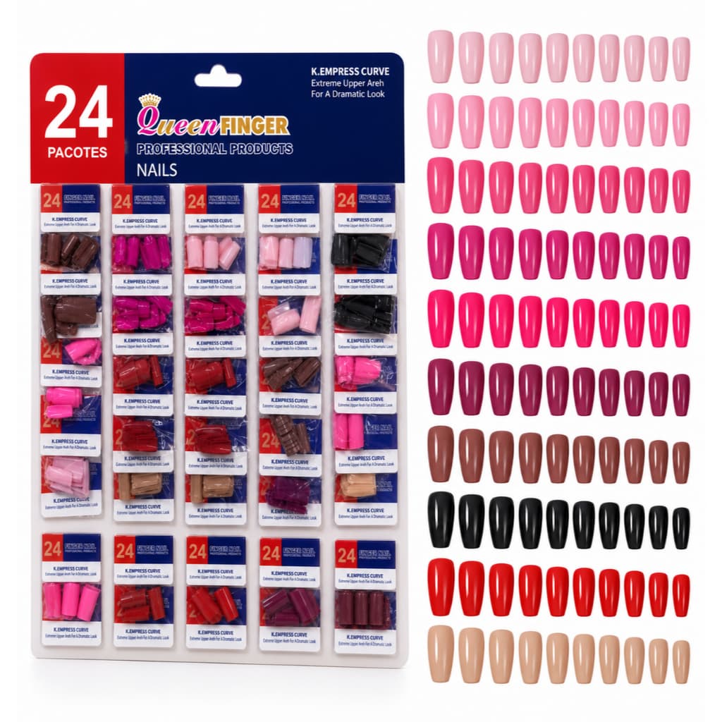 Kit 480/960/1440 Unhas Postiças Cor Sólida – 10 Tamanhos, Práticas, Duráveis, Efeito Profissional