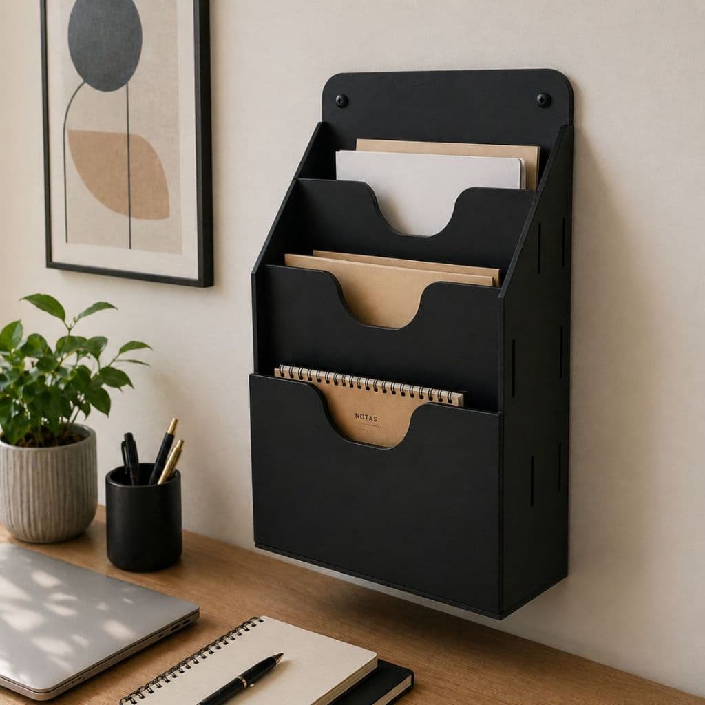 Display Organizador Porta Prontuário Papel Documentos Suporte Escritório em MDF