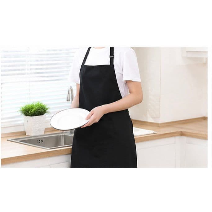 Avental preto unissex para cozinha limpeza com bolso quadrado