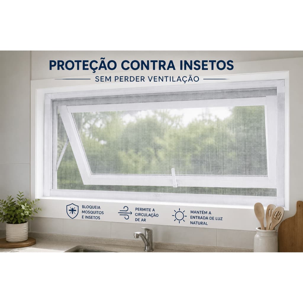 Tela Mosquiteira para Janela Basculante Porta Rede Protetora Anti Mosquito Pernilongo Muriçoca Mosca