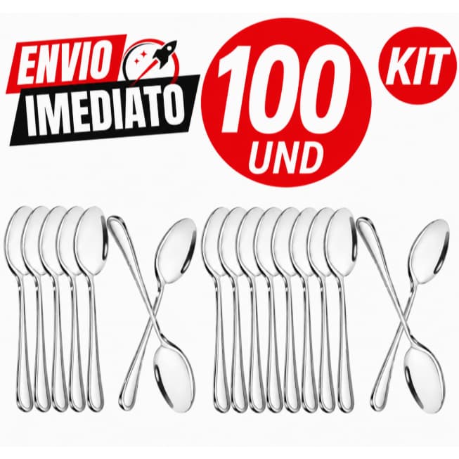 Jogo Kit 100 Colher 100% Inox Premium Alta Qualidade Casa Cozinha Buffet
