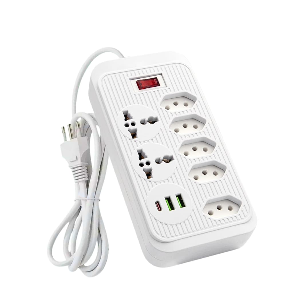 Filtro de Linha com 7 Tomadas 2 USB e TIPO -C Bivolt de 5