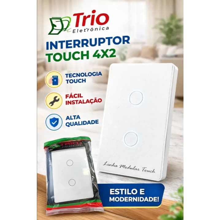 Espelho 4x2 - 2luz Touch Branco