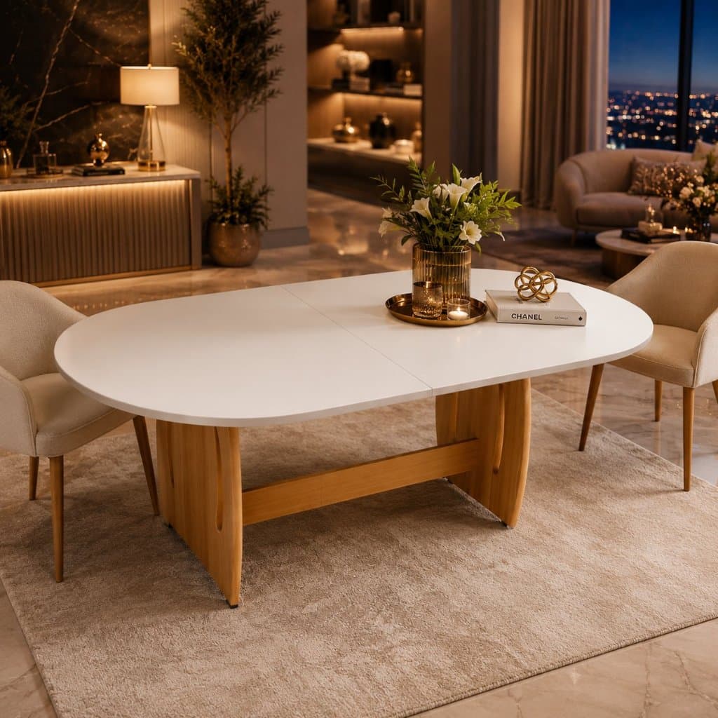 Mesa Oval De Jantar Em Mdf Para Apartamento Sala E Cozinha