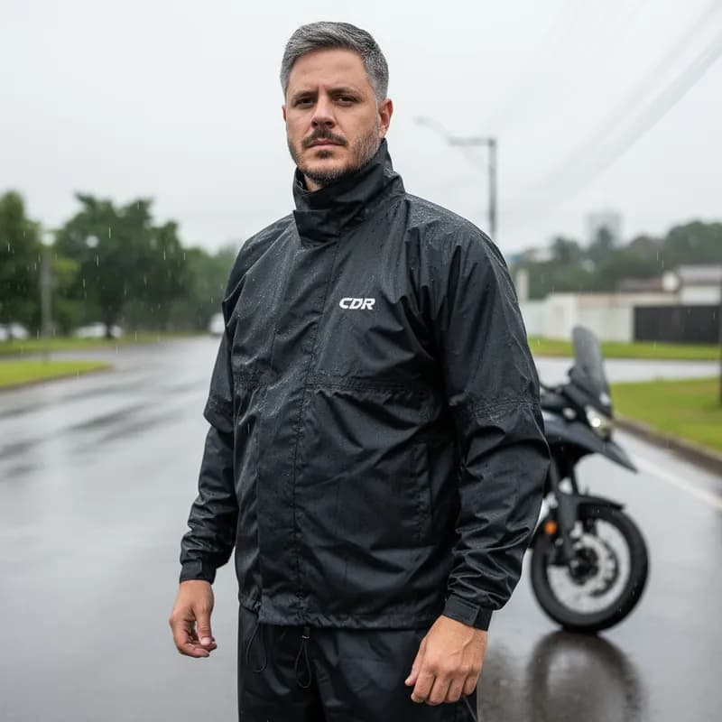 Capa de Chuva Moto em Nylon impermeável Preto Personalizada Motoboy