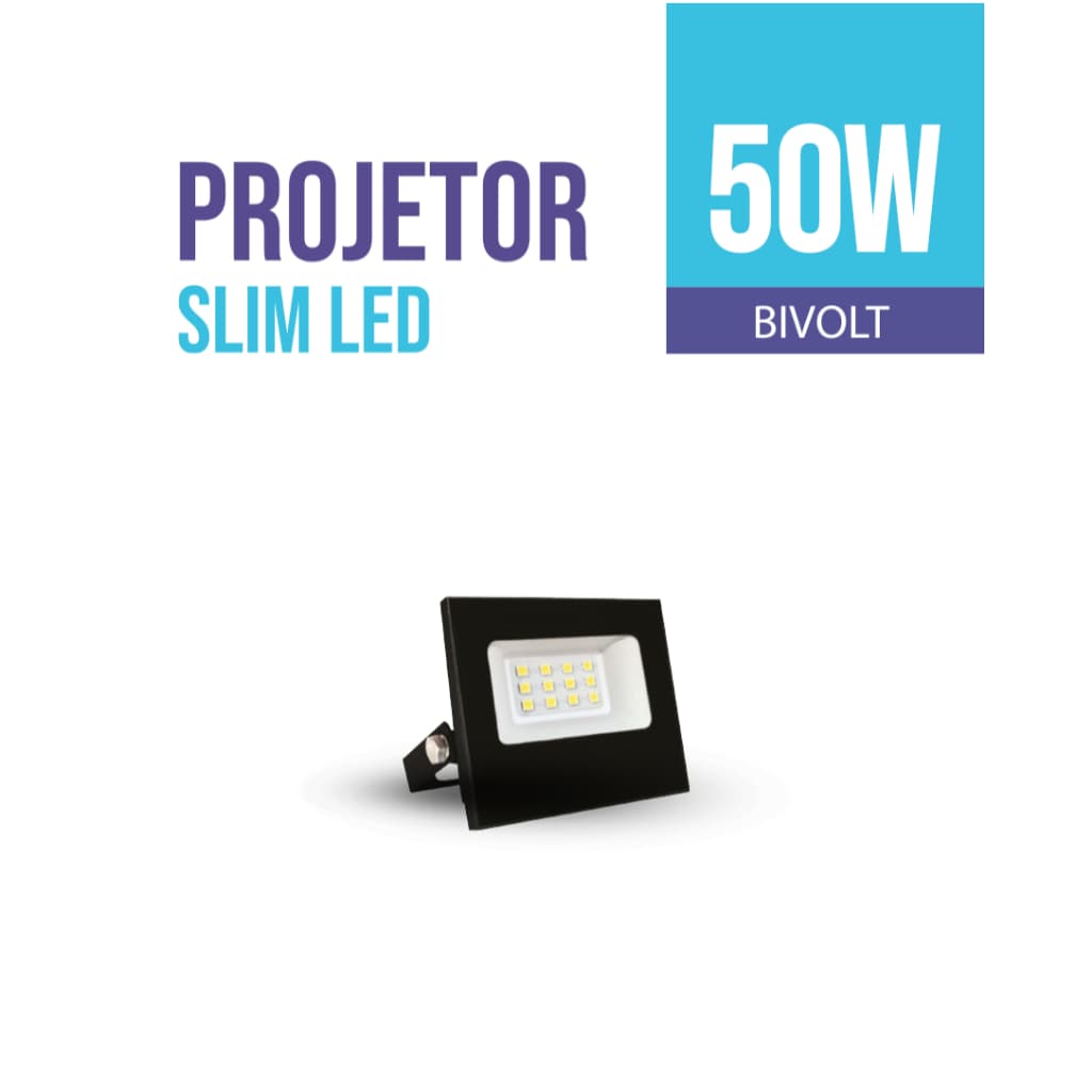 Refletor Projetor Led 50W Branco Frio 6500K IP67 Bivolt 80IM/W Potente